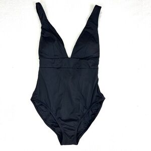 Andie Swim Sardinia One Piece Medium Black Swimsuit V Neck Low Back M NWT